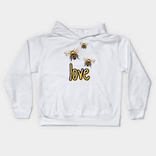 Three Bees | Nature | Love Bees Kids Hoodie